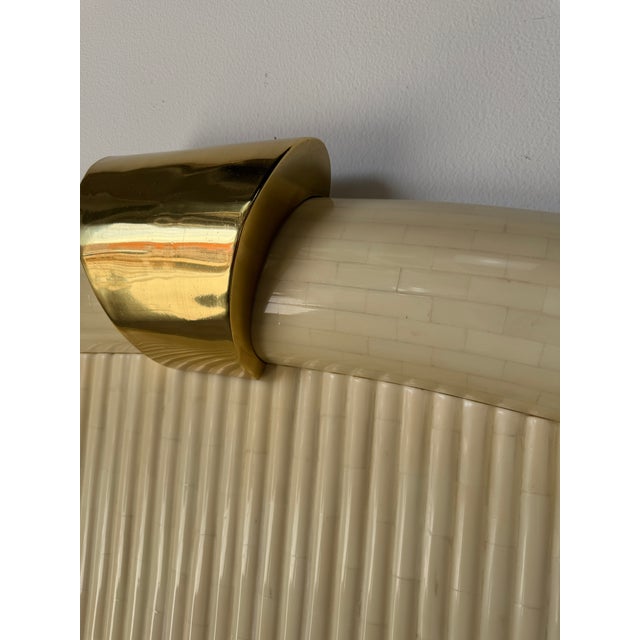 1990’s Jimeco Ltda Tessellated Bone King Headboard With Brass Accent For Sale In Miami - Image 6 of 11