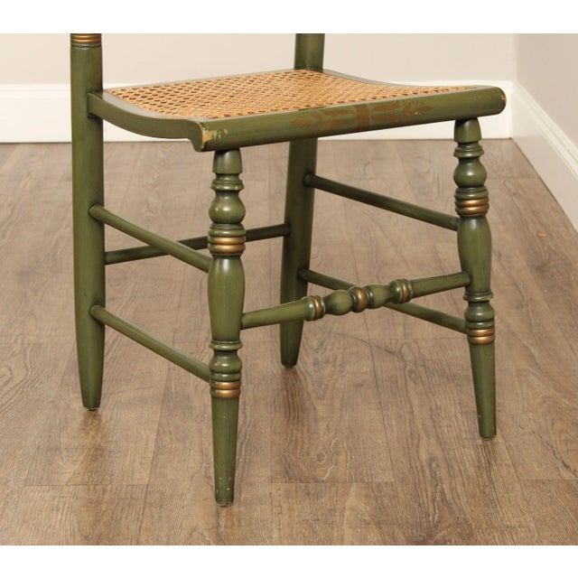 Late 20th Century Hitchcock Green Painted George Washington Cane Seat Side Chair For Sale - Image 5 of 12
