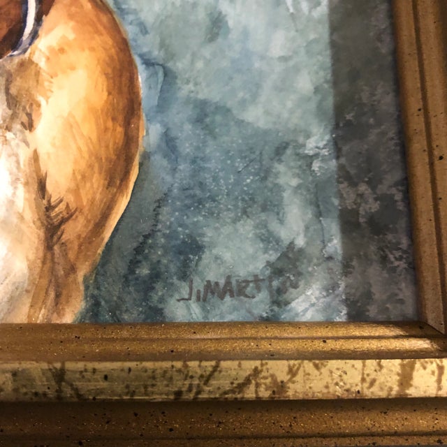 Original watercolor painting on paper signed bottom right 8 x 10 overall size with frame is 9 x 11