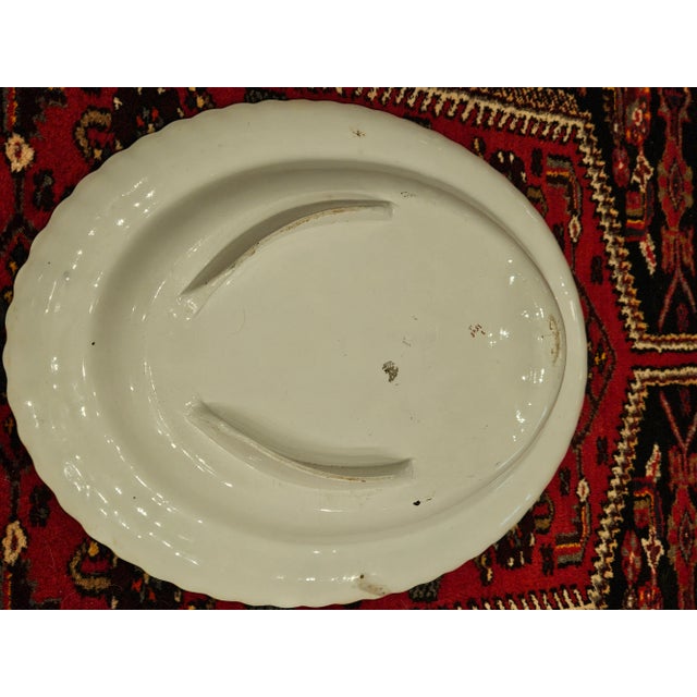 Ceramic Late 19th Century Antique Copeland Footed Meat Carving Platter With Gravy Depression For Sale - Image 7 of 11