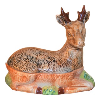 French Majolica Stag Pate Tureen For Sale