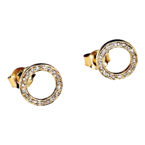 Diamond and 14 Karat Flat Circle Earrings April Birthstone - 2 Pieces