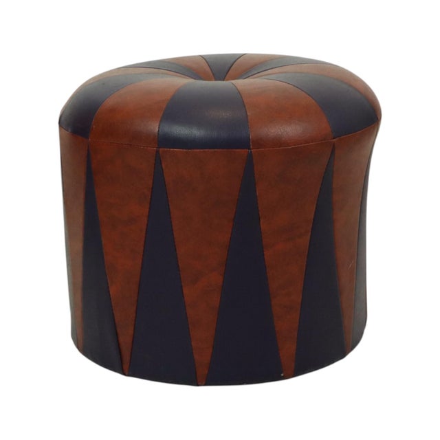 Vintage Round Pouf in Two-Tone Skai Sixties, 1960s For Sale - Image 10 of 12