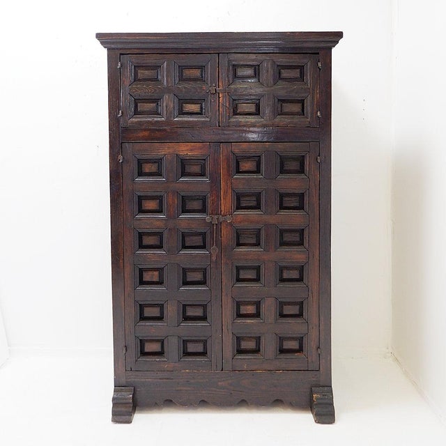 Brutalist Spanish Cabinet in Wood, 1950s For Sale - Image 4 of 16