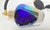 Royal Blue Iridescent Cobalt and Amethyst Art Glass Perfume Atomizer Faceted Crystal 1980 For Sale - Image 8 of 18