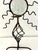 Folk Art 1990s Forged Iron & Glass Celestial Pillar Candle Holder For Sale - Image 3 of 5