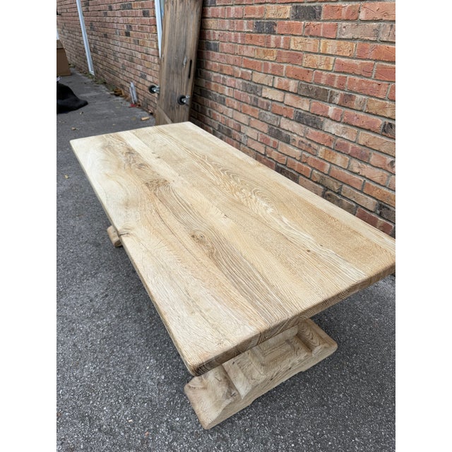 French 20th Century Scrubbed Oak Coffee Table For Sale - Image 3 of 9