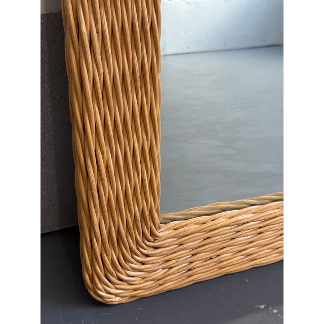 Vintage Boho Chic Pencil Reed Rattan and Glass Mirror For Sale - Image 4 of 7