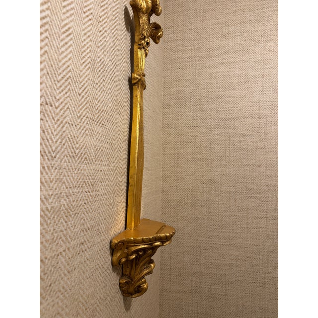 1940s Ornate Pair of Carved Giltwood Wall Shelves For Sale - Image 4 of 10