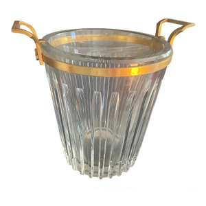 Vintage Baccarat Harmonies Crystal Ice Bucket With Gold Trim and Handles