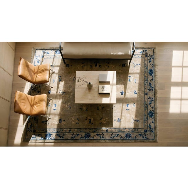 Lovely Mini Detail Aysimmetric Pattern in a Sand Background Color Antique Chinese Peking Rug For Sale - Image 12 of 12