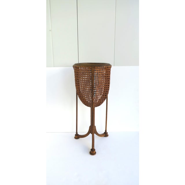 Traditional Wicker Cane Plant Stand, Circa Mid-20th Century For Sale - Image 3 of 13