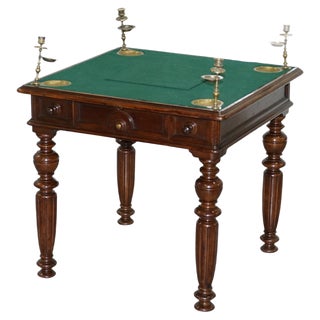 Victorian Game Table with Drop Middle, Secret Drawers and Buttons, 1840s For Sale