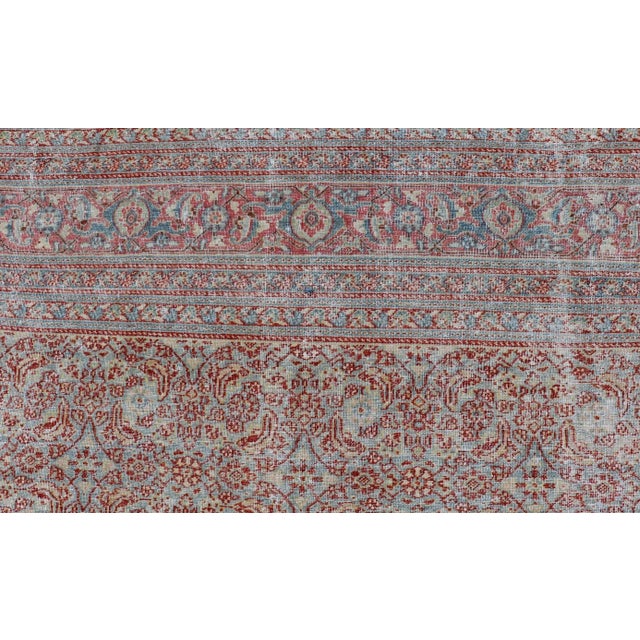 Early 20th Century Antique Persian Khorassan Rug With All-Over Floral Design in Red and Blue For Sale - Image 4 of 12