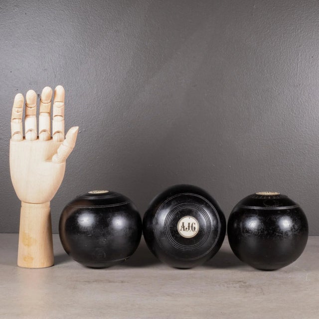 Early 20th Century Antique Monogrammed Bone Inlaid English Lawn Balls C.1900 For Sale - Image 5 of 5