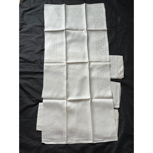 Antique French Linen Monogram Towel Set of 7 For Sale In New York - Image 6 of 12