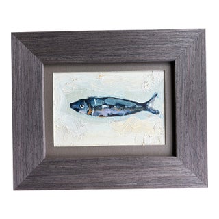 Contemporary Sardine Oil Painting, Framed For Sale