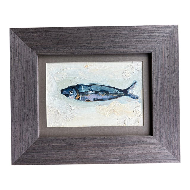 Contemporary Sardine Oil Painting, Framed For Sale