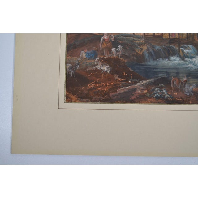 French School From the Beginning of the 19th Century "Pastoral in a Landscape at the Mill" Gouache For Sale - Image 6 of 12