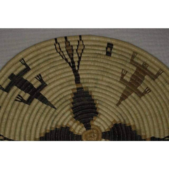 Hopi Coil Basket Plaque With Geometric Figural Motifs For Sale - Image 11 of 13