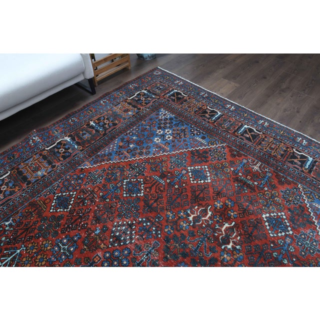 1960s 1960s Vintage Persian Handmade Wool Cotton Light Red Area Rug For Sale - Image 5 of 11