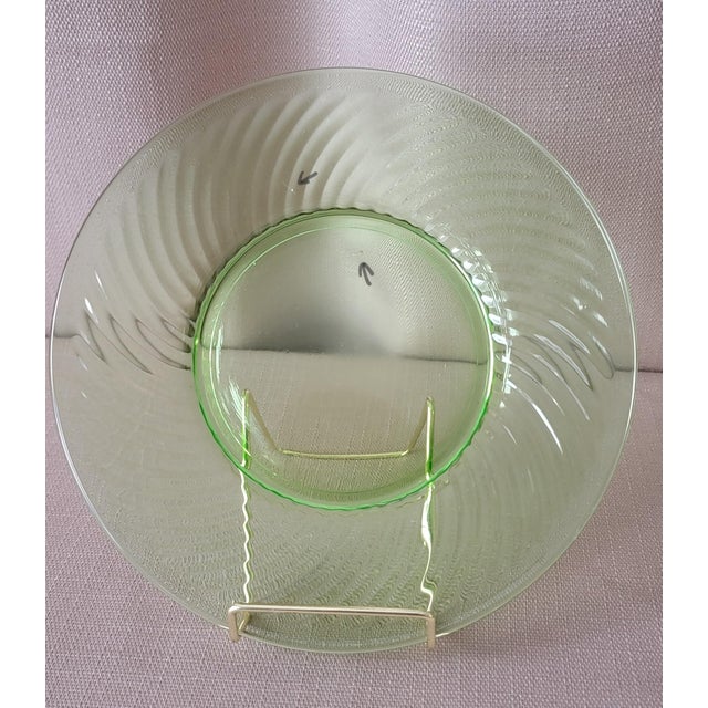 Transparent Green Uranium Glass Salad Plates Set of 6 Early 20th Century For Sale - Image 9 of 18