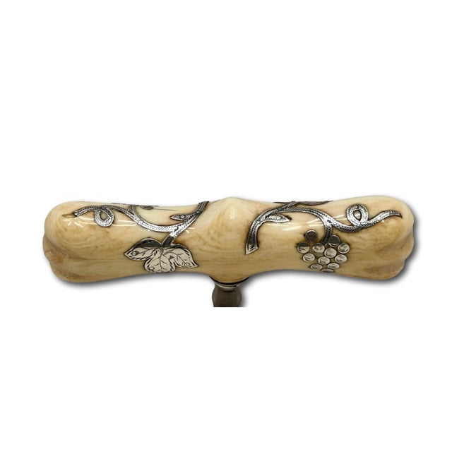 Fine & Unusual Antique American Victorian Sterling Silver Inlayon Bone Wine Corkscrew - Circa 1900 For Sale - Image 9 of 18