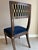 Brown Jonathan Charles Open Back Dining Chair, Custom Blue Velvet Upholstery, Bleached Crotch Walnut Finish, Gold Accents For Sale - Image 8 of 18