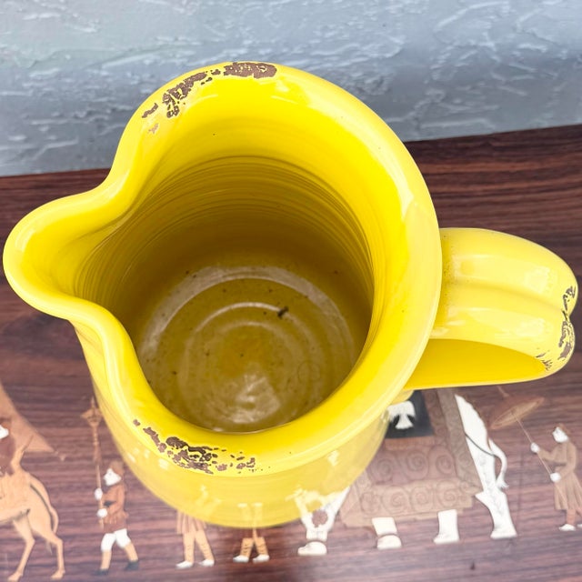 Yellow Vintage Italian Hand Made Yellow Pottery Pitcher For Sale - Image 8 of 8