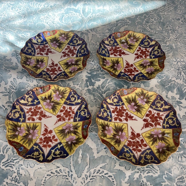 Antique Austrian Ovington Imari Style Gilded Decorative Plates - Set of 4