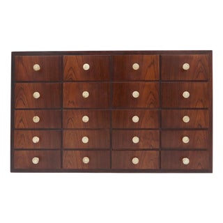1960s Mid Century Twenty Drawer Rosewood Wall Cabinet For Sale