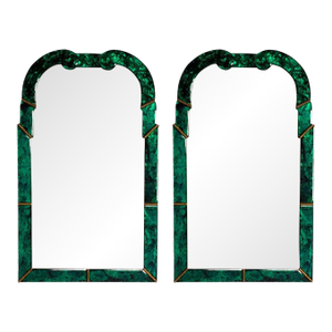 Art Deco Style, Green Antiqued Beveled Glass, Venetian Wall Mirrors, 21st C.