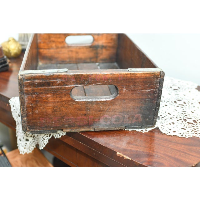 1960s Vintage Pepsi Crate Dayton Ohio, Refinished Wooden Soda Crate, Antique Pepsi Advertising Box, Rustic Storage Decor For Sale - Image 5 of 7