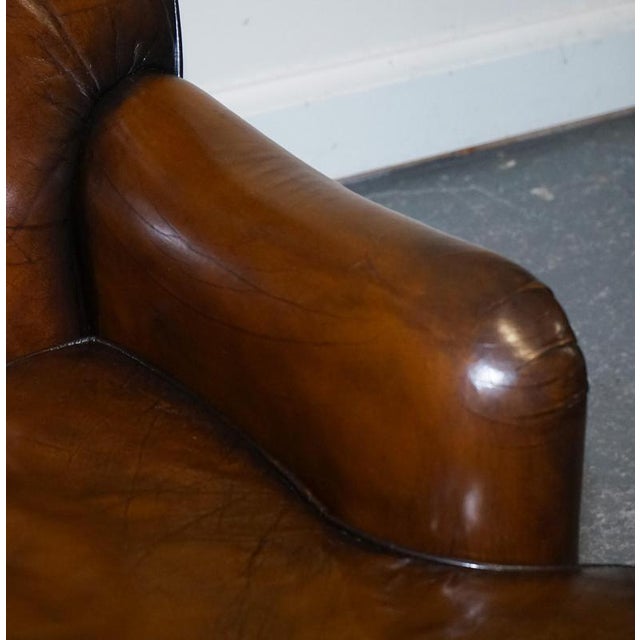 Set of Cigar Hand Dyed Leather Chairs For Sale - Image 6 of 18