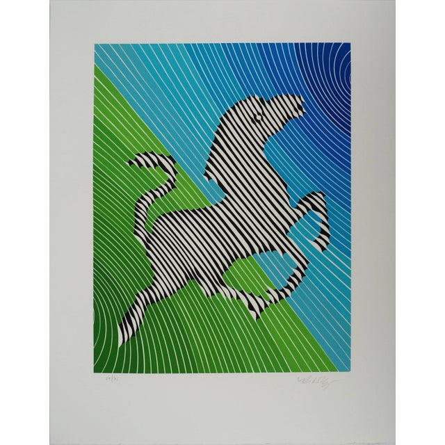 Victor Vasarely, Kinetic Composition, Rearing Zebra, Original Signed Screenprint For Sale - Image 8 of 8