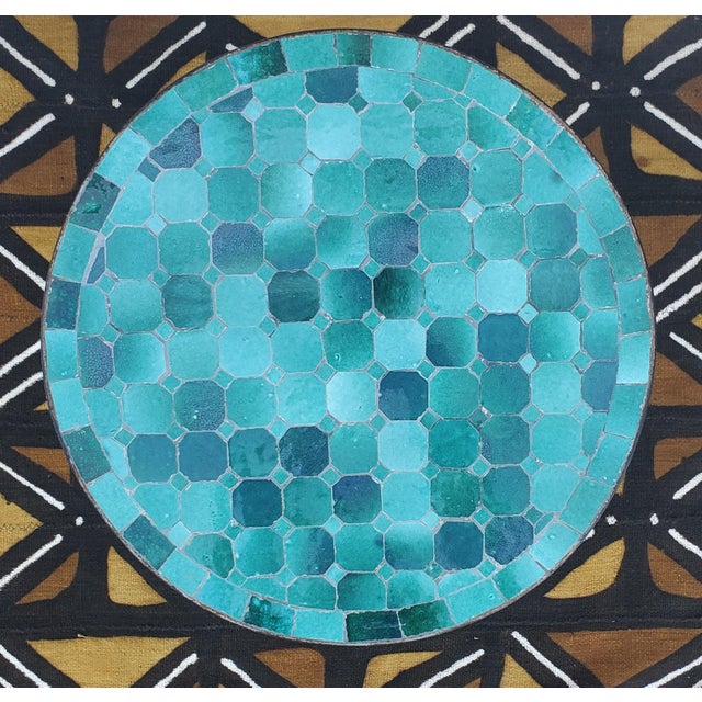 Moroccan 16" Emerald Aqua Moroccan Mosaic Table For Sale - Image 3 of 7