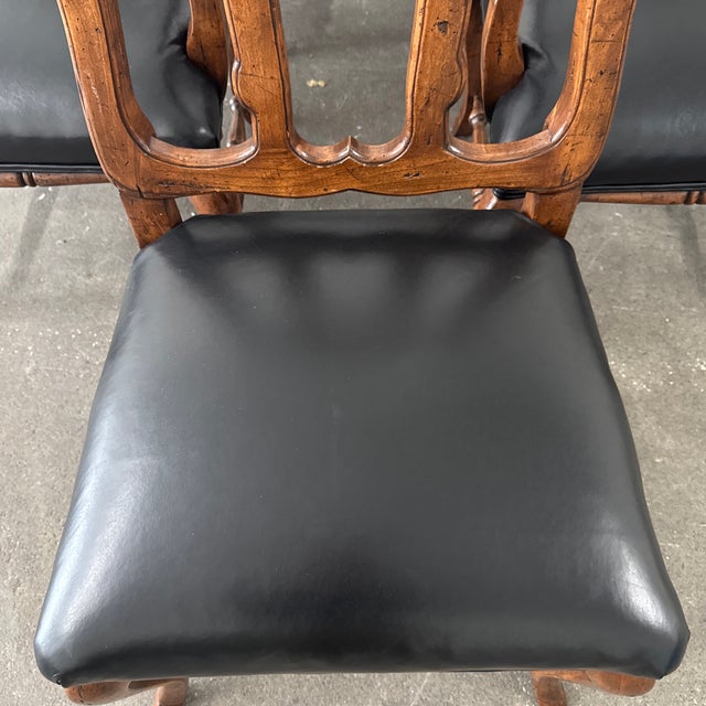Guy Chaddock Melrose Collection Country English Black Leather Dining Chairs, Set of Six For Sale - Image 9 of 12