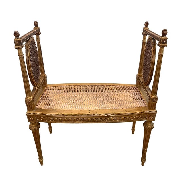 Wood French Giltwood and Cane Seat, 1920s For Sale - Image 7 of 7