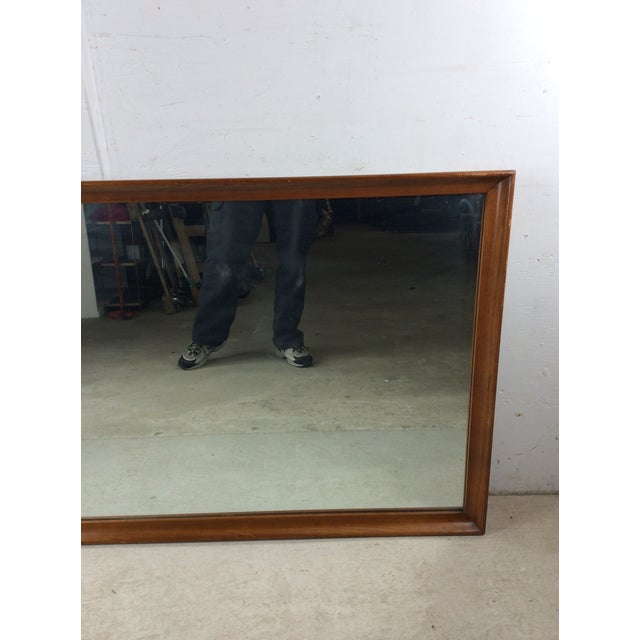 Mid Century Modern Long Rectangular Wall Mirror With Walnut Frame For Sale - Image 4 of 17