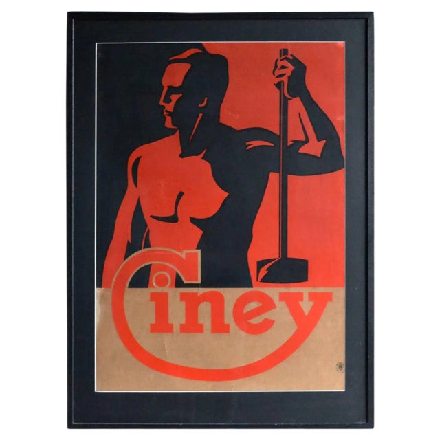 Art Deco Belgian Black and Red Ciney Ovens Poster, 1920s For Sale