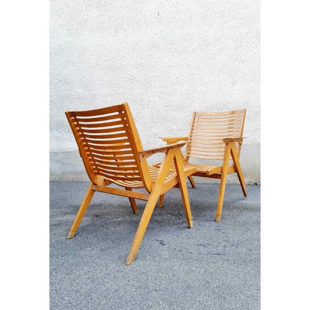 Wood Set of Mid-Century Rex Armchairs Model 120 by Niko Kralj for Stol Kamnik, Slovenia, 1960s For Sale - Image 7 of 11