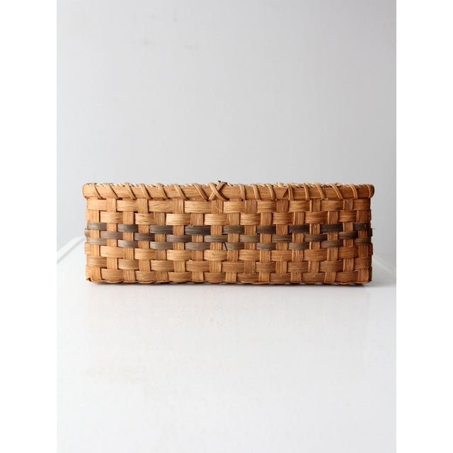 Vintage Splint Weave Rectangular Basket For Sale - Image 9 of 10