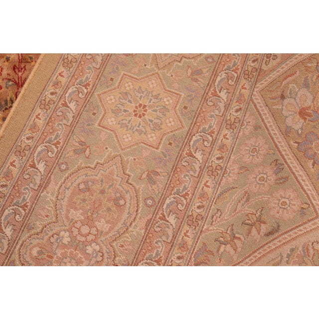 Textile Floral 1990's Medallion Pak-Persian Taupe/Green Wool Rug - 6'3'' X 9'4'' For Sale - Image 7 of 9
