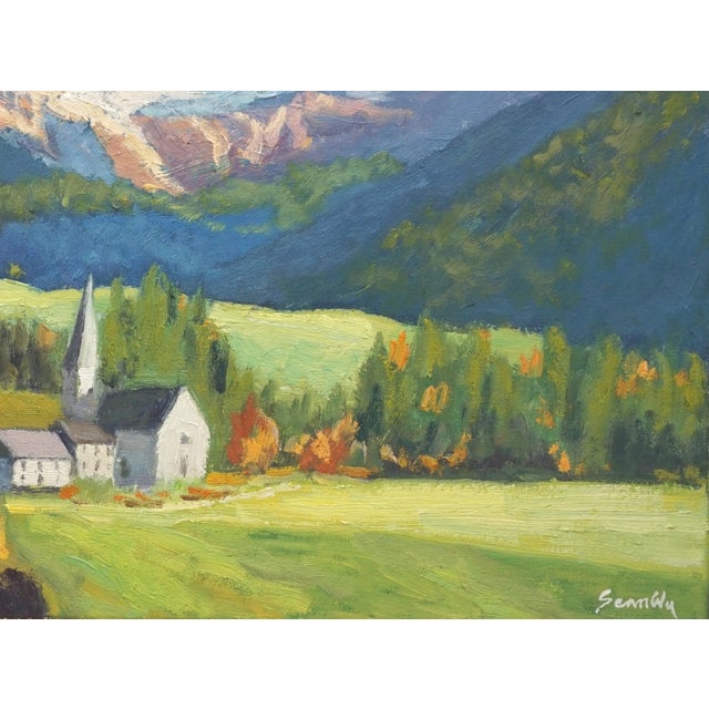 Impressionist Original Oil Landscape of Albis Mountain For Sale - Image 3 of 5