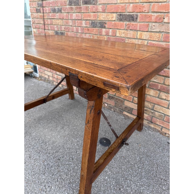 19th Century Desk Table With Metal Accents For Sale - Image 4 of 14