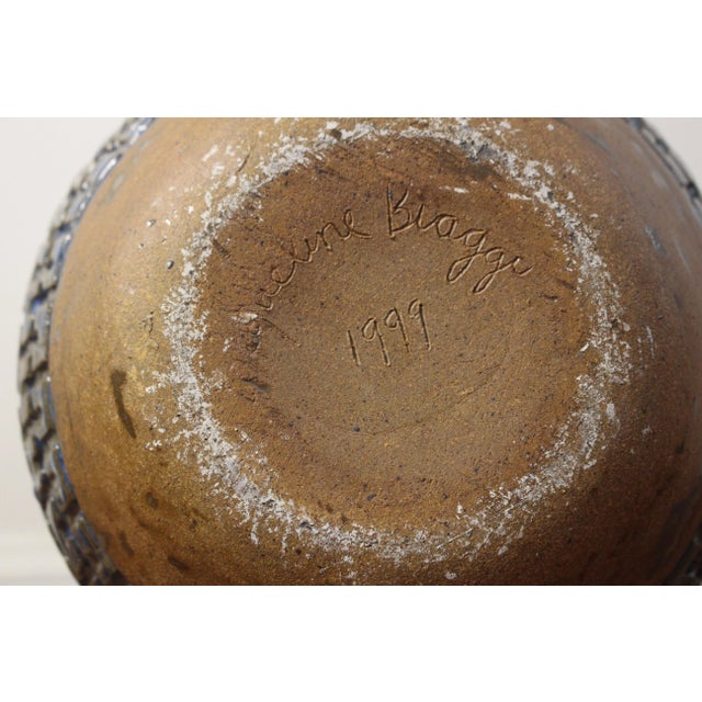 1990s Large Studio Pottery Floor Vase by California Artist Jacqueline Biaggi For Sale - Image 9 of 10