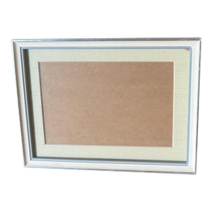 Professional Vintage Art Frame | Wood Painted in Silver, Cream, and Pale Blue