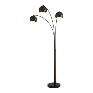 Original 1962 Triplet 3 Light Arc Floor Lamp - Black Nickel, Black Marble Base, Dimmer Switch For Sale