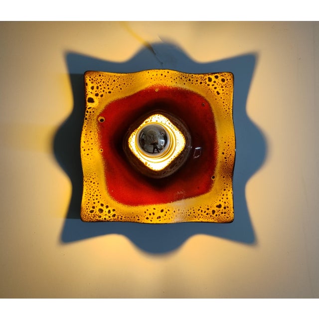 1960s Mid-Century Modern Fat Lava Ceramic Wall Light from Hustadt Leuchten, 1960s For Sale - Image 5 of 11