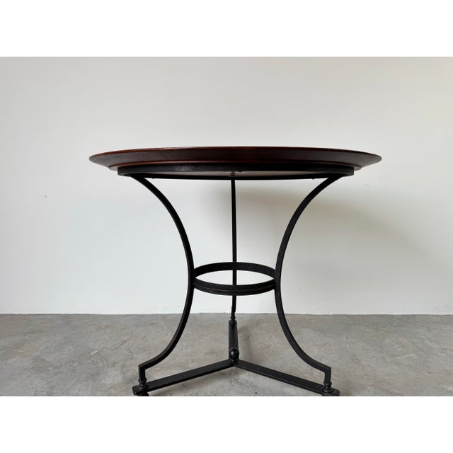 Vintage Baker Furniture Milling Road Walnut Top and Metal Accent Table For Sale - Image 11 of 12